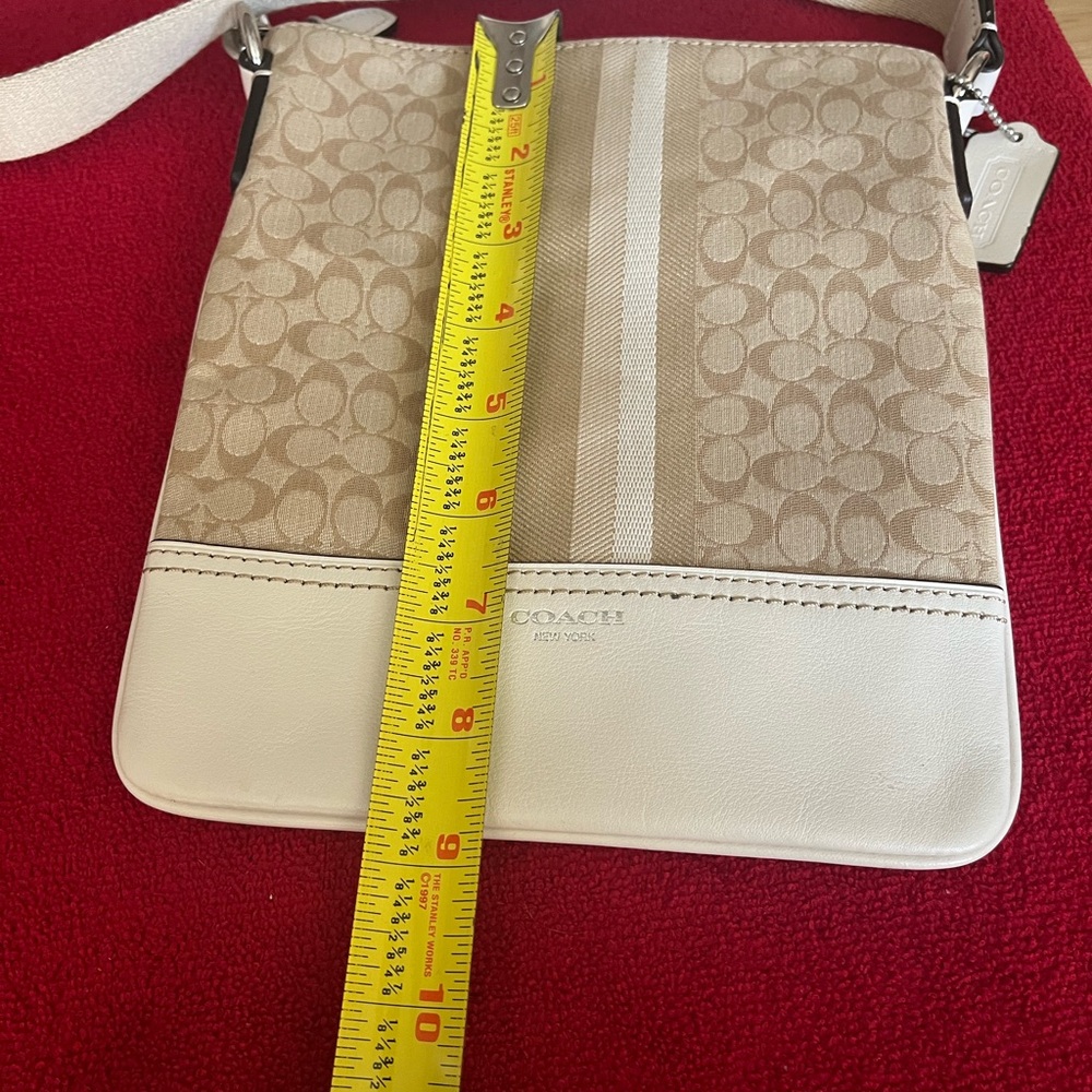 Coach Beige and Cream Signature Crossbody Bag